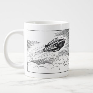 Caneca De Café Grande Nave Espacial de Ficção Científica Vintage Foguete