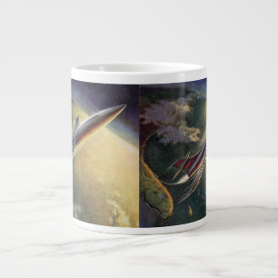 Caneca De Café Grande Nave Espacial Ficção Científica Vintage Avião Terr