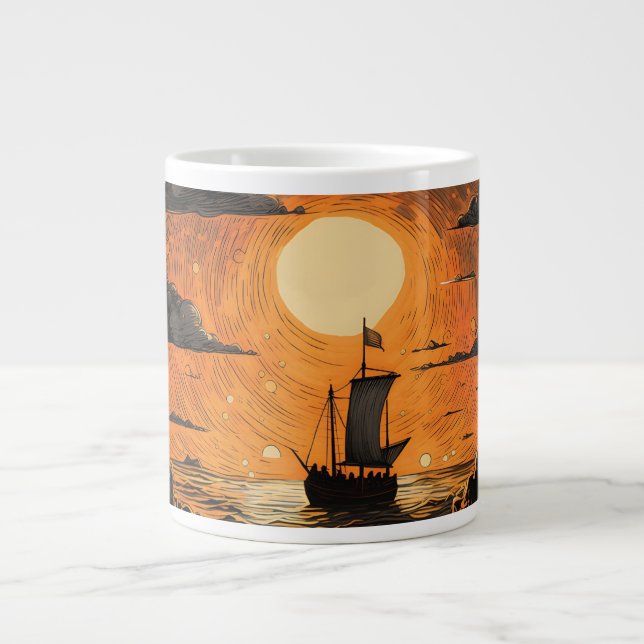 Caneca De Café Grande Navegação à noite (Frente)