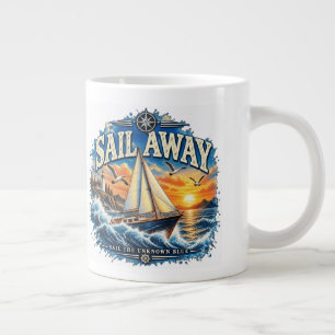 Caneca De Café Grande Navegue Longe Navegue o Azul Desconhecido Náutico