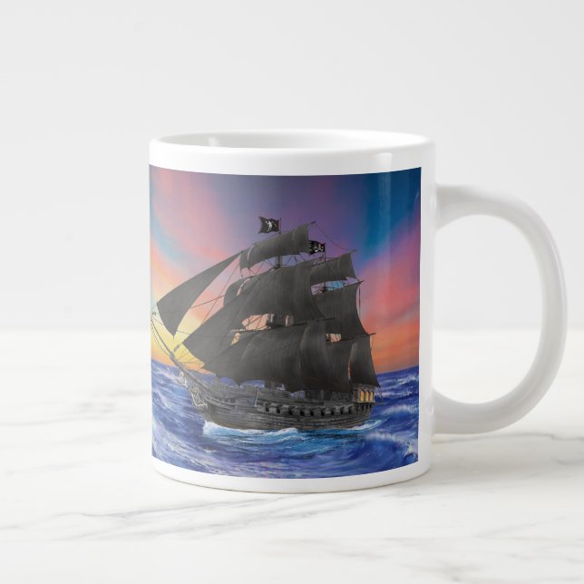 Caneca De Café Grande Navio Pirata do Barba Negra (Direita)