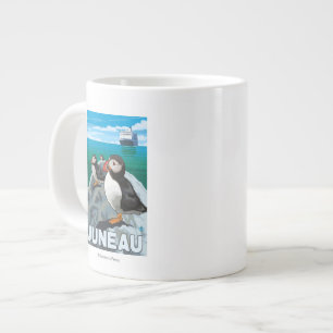 Caneca De Café Grande Navio Puffins & Cruise - Juneau, Alasca