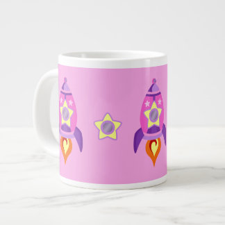 Caneca De Café Grande Navios-Foguete Rosa