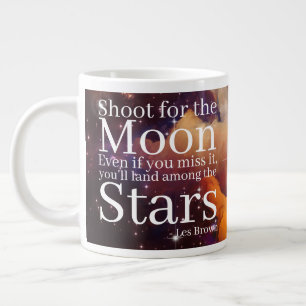 Caneca De Café Grande Nebulosa Roxa e Laranja com Cotação Inspirativa