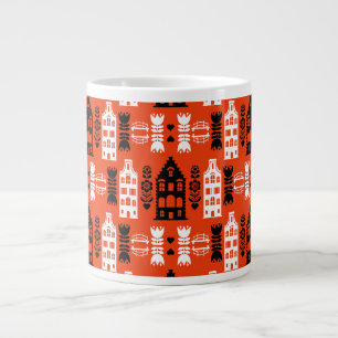 Caneca De Café Grande Neerlandês Folk Art Impressão