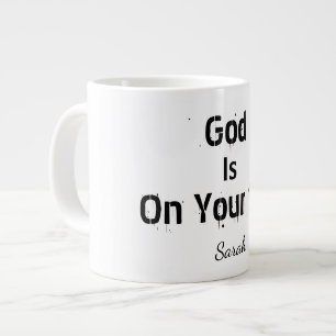 Caneca De Café Grande Negrito Moderno Branco Nome Fé Deus Está Ao Seu La