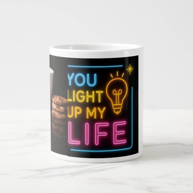 Caneca De Café Grande Neon Coffee Vibes | Típica brilhante Tampão Preto (Frente)