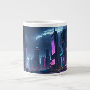 Caneca De Café Grande Neon Cyber City Mug - Mergulhe no Futuro!