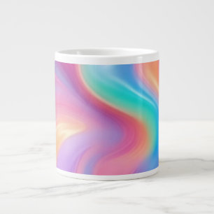 Caneca De Café Grande Néon de tendência Ondas abstrato azuis cor-de-rosa