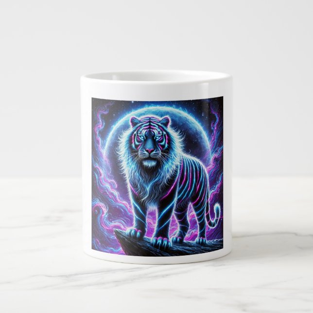 Caneca De Café Grande Neon Energy Tiger Jumbo Specialty Design. (Frente)