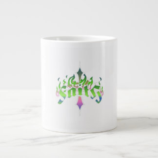 Caneca De Café Grande Neon Fé - Arte de Chama Cruz Gótica
