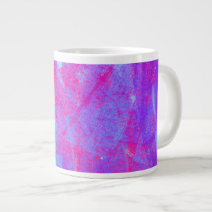 Caneca De Café Grande Neon Pink & Aqua Blue Abstrato