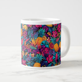 Caneca De Café Grande Neon Tropical Fruit Flower Coffee Mug - Pineapple