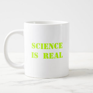 Caneca De Café Grande neon verde claro "ciência é real" -