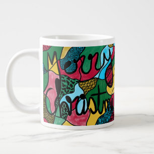 CANECA DE CAFÉ GRANDE NEUROGRÁFICO E LINHA PRETA DO NATAL DE MERRÍCULA