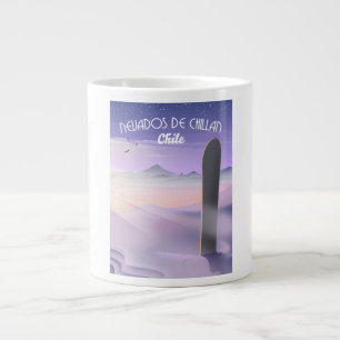 Caneca De Café Grande Nevados de Chillan, poster de Snowboard do Chile.
