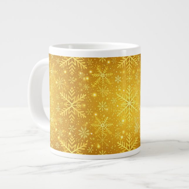 Caneca De Café Grande Neve Dourada (Frente Esquerda)