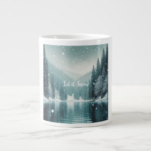 Caneca De Café Grande Neve no inverno, lago de montanha