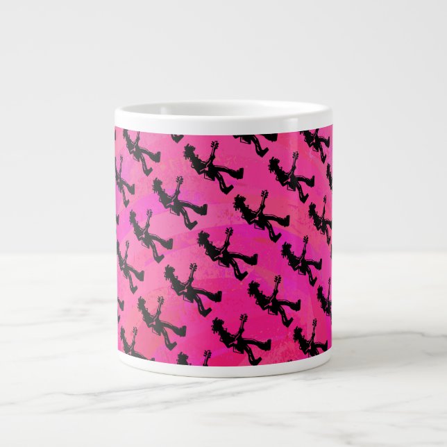 Caneca De Café Grande New York Boogie Nights Guitar Hot Pink (Frente)