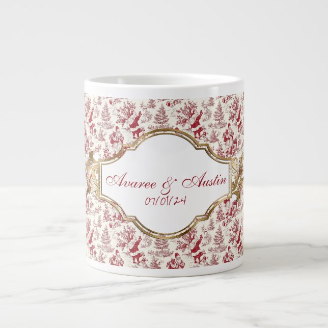 Caneca De Café Grande Newlyweds Red Christmas Chinoiserie (Frente)