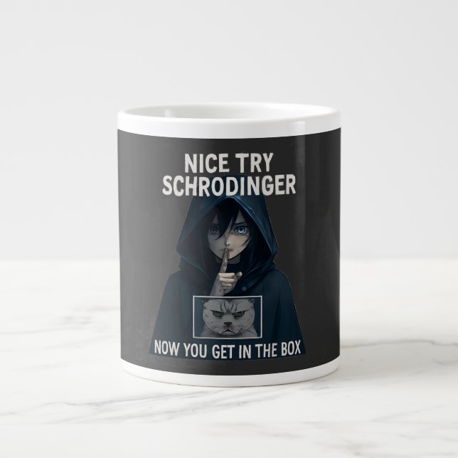 Caneca De Café Grande Nice Try Schrödinger Funny Cat mugs (Frente)
