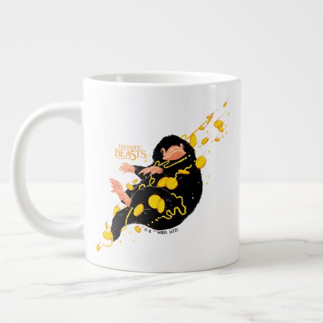 Caneca De Café Grande Niffler Flutuando Com Dourado (Esquerda)