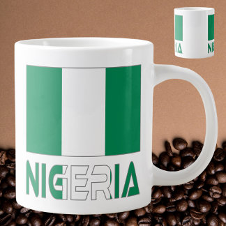 Caneca De Café Grande Nigéria com bandeira nigeriana