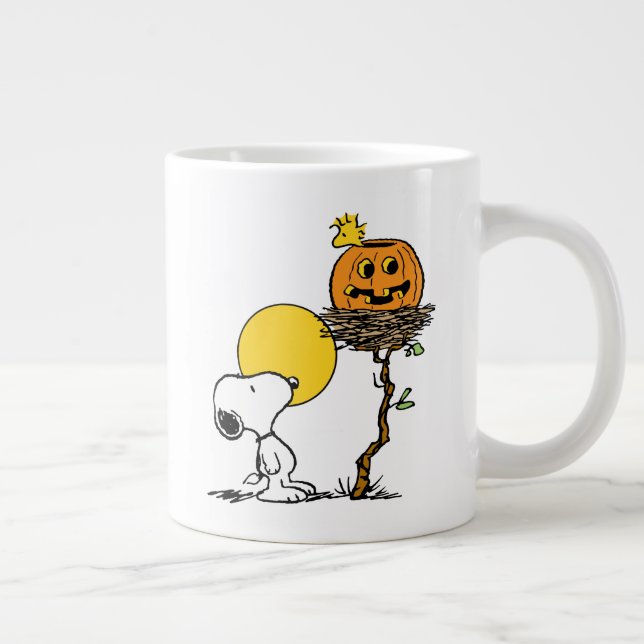 Caneca De Café Grande Ninho de Snoopy & Woodstock com Jack O' Lanterna (Direita)