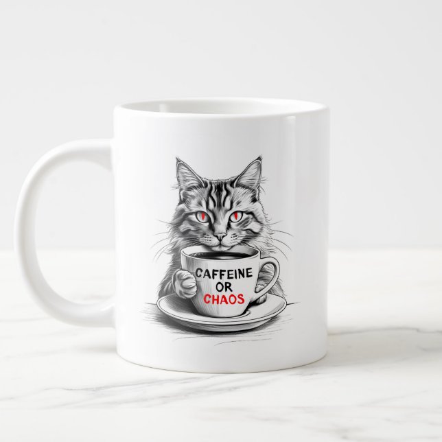 Caneca De Café Grande No Caffeine No Mercy Cat Coffee Lover  (Esquerda)