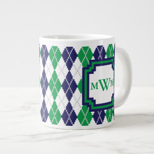 Caneca De Café Grande No Green Argyle Specialty Mug