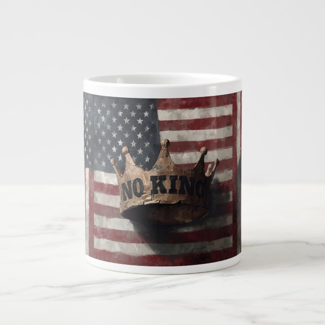 Caneca De Café Grande No King – Distressed Crown with American Flag (Frente)