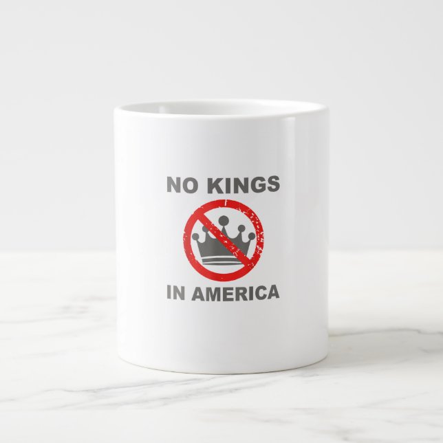 Caneca De Café Grande No Kings In America Patriotic Casual (Frente)
