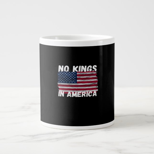 Caneca De Café Grande No Kings In America USA Flag Freedom Classic (Frente)