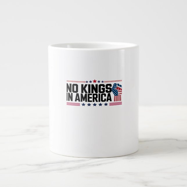 Caneca De Café Grande No Kings In America USA Patriotic Style (Frente)