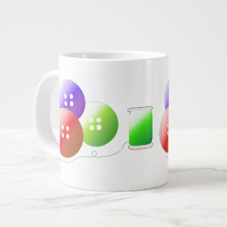 Caneca De Café Grande Noções Coloridas de Costura