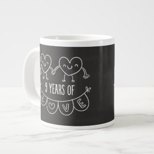 Caneca De Café Grande Noite Aniversário Gift Chalk Hearts
