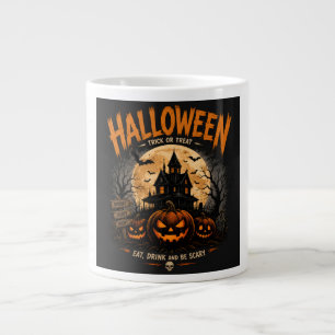 Caneca De Café Grande Noite Assustadora de Casa Assombrada no Halloween 