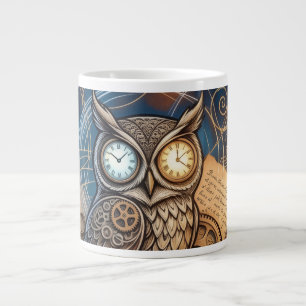 Caneca De Café Grande Noite Criativa da Coruja Abstrata da Meia-Noite