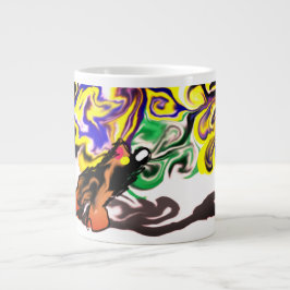 Caneca De Café Grande Noite de lobo estrelada