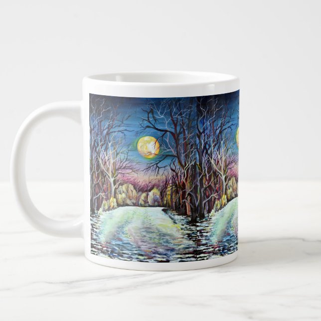 Caneca De Café Grande Noite Silenciosa Inverno Cheia Lua na Suecia (Esquerda)