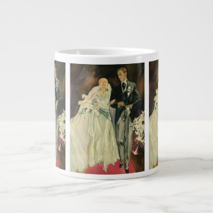 Caneca De Café Grande Noivos recém-casados de casamento Art Déco vintage
