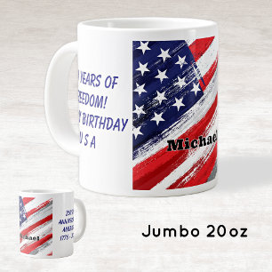 Caneca De Café Grande Nome, 250 Anos de Liberdade Aniversário EUA 20oz