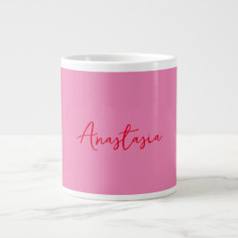 Caneca De Café Grande Nome da caligrafia profissional rosa personalizado
