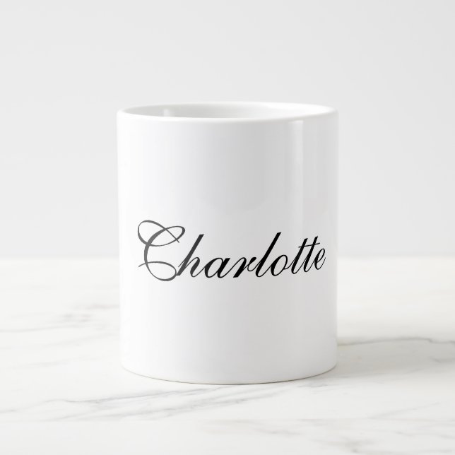 Caneca De Café Grande Nome de Adição Profissional Elegante Preto Simples (Frente)