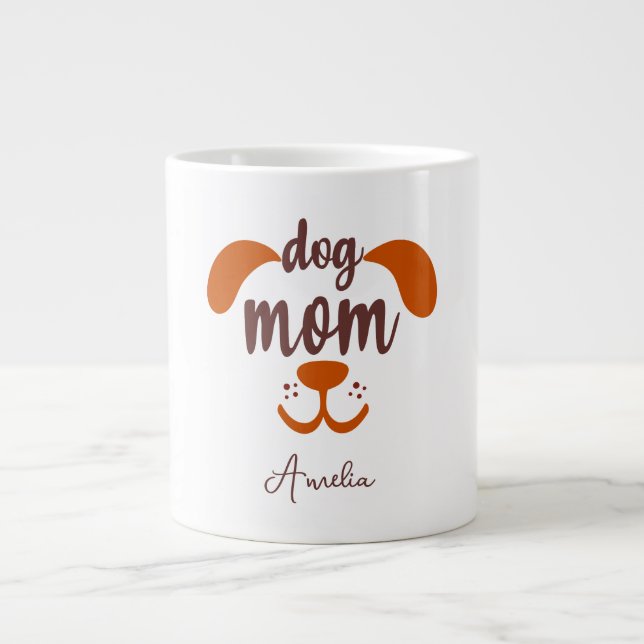 Caneca De Café Grande Nome de script personalizado engraçado da mamãe do (Frente)