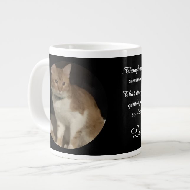 Caneca De Café Grande Nome do Memorial de Foto de Gato Texto   (Frente Esquerda)