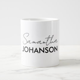 Caneca De Café Grande Nome do Script do Monograma | Feminina Minimalista