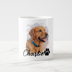 Caneca De Café Grande Nome e Foto do Pet com Tipografia Moderna Simples