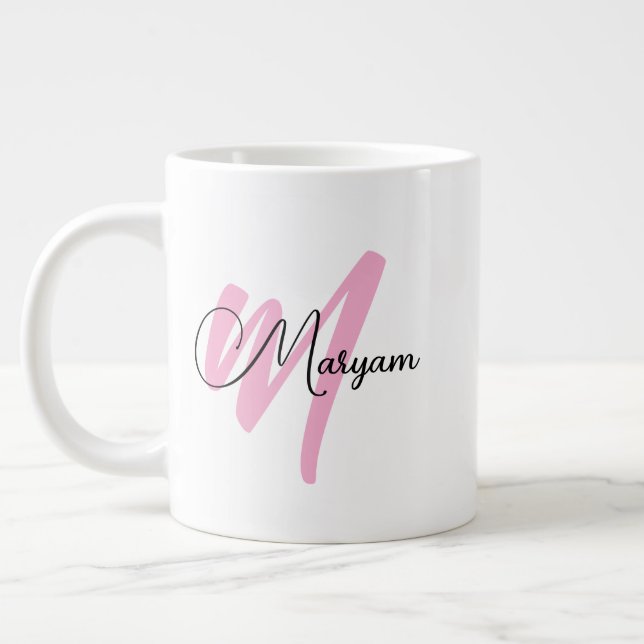 Caneca De Café Grande Nome e Inicial Personalizados Femininos | Moderno  (Esquerda)