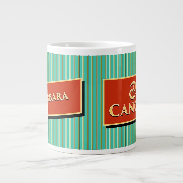 Caneca De Café Grande Nome e sinal Zodiac Barbara e Cancer (Frente)